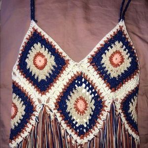 Crochet fringe top